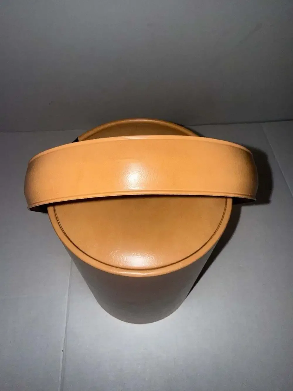 Vintage Georges Briard Mid-Century Modern‎ Tan Vinyl Striped Ice Bucket